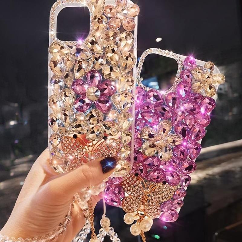 Luxury 3D Bling Rhinestone Crystal Flower Phone Case For Samsung Galaxy A17 A16 A15 A14 A13 A12 A07 A06 A05 A05S 4G 5G