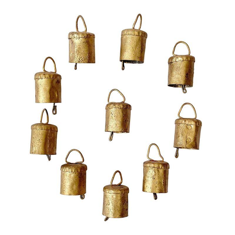 ABWR-10 Pcs Vintage Hanging Bells Christmas Decorations Bells For Home Decor, Cow Bells Decoration With Rope Style B Easy Instal
