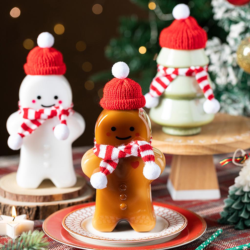 5pcs Cute Gingerbread Man Candy Jar with Lid Plastic Bottle Cookie Storage Bottle for Kids Winter Party Christmas Decor