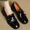 Loafers Women's 2025 New Spring Women's Shoes British Style Women's One-word Buckle Small Leather Shoes Spring Single Shoes Women