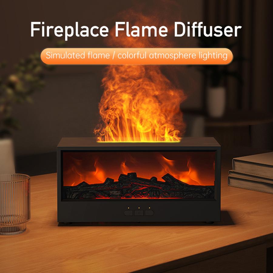 Aroma Humidifier Flame Essential Oil Diffuser with RGB Light and Remote Control