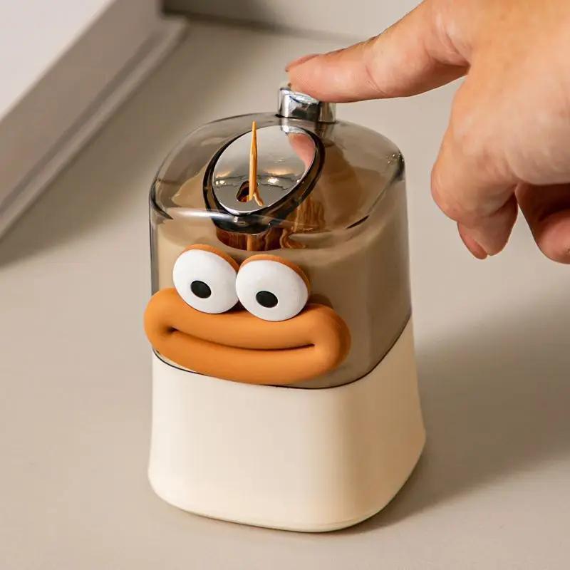 Automatic Pop-Up Toothpick Holder - Fun Character Design, Durable Plastic, Perfect for Home & Restaurant Use