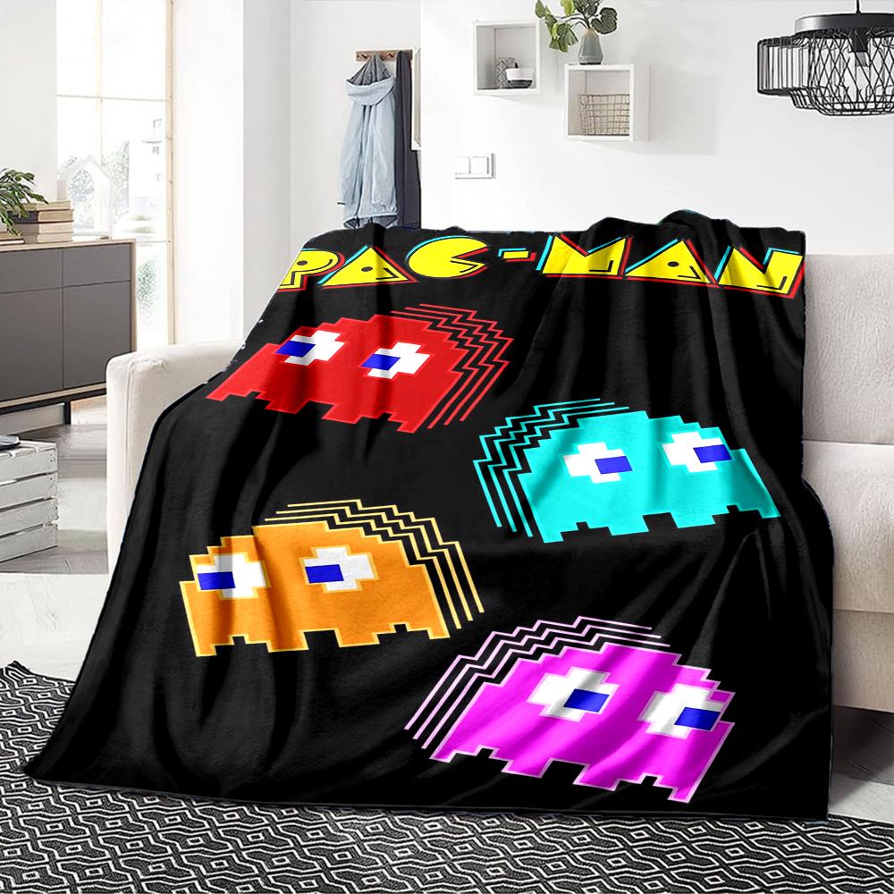 1Pc Pacman Adventure Blanket For Couch Bed Plush Cozy Fuzzy Blanket Super Soft Warm Blankets For Fall And Winter 091890
