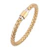 New Men Leather Braclets Luxury Braided Rope Chain Bracelet Stainless Steel Clasp Male Jewelry Charm