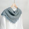 Double Layer Triangle Scarf Women Cotton Linen Scarves Solid Color Scarf Small Shawl Korean Version Shawl  All-match Decorative