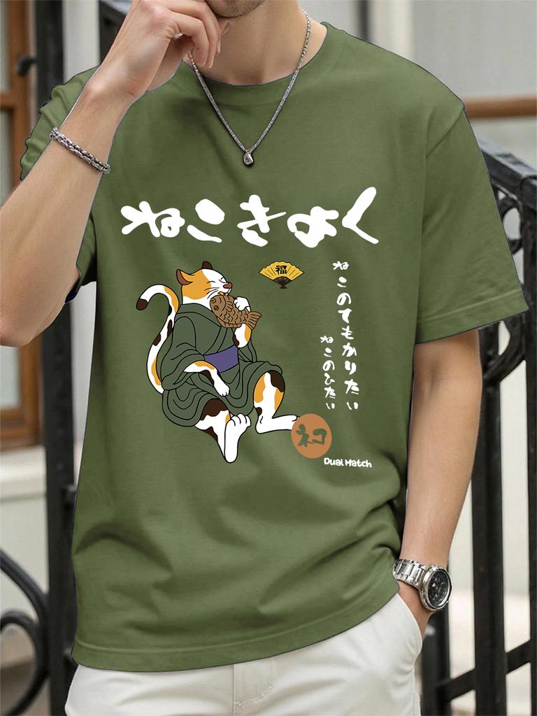 Original Japanese Retro Cat Printed TShirts Womens Summer Cotton Tops ONeck Soft Loose Short Sleeve T Shirt Casual Clothes