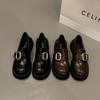 Schwarze kleine Lederschuhe im britischen Stil für Damen, 2025 Frühling und Herbst, neu, vielseitig, mit dickem Absatz, lässige Mary Jane Loafers