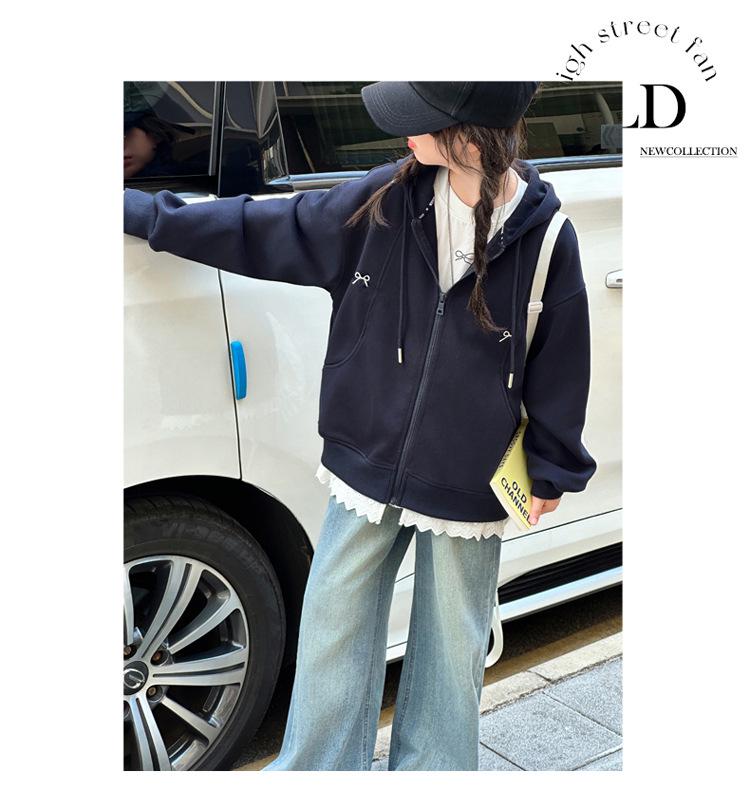2025 Spring/Autumn Girls' Sweatshirt Jacket: Trendy Korean Style for Big Girls