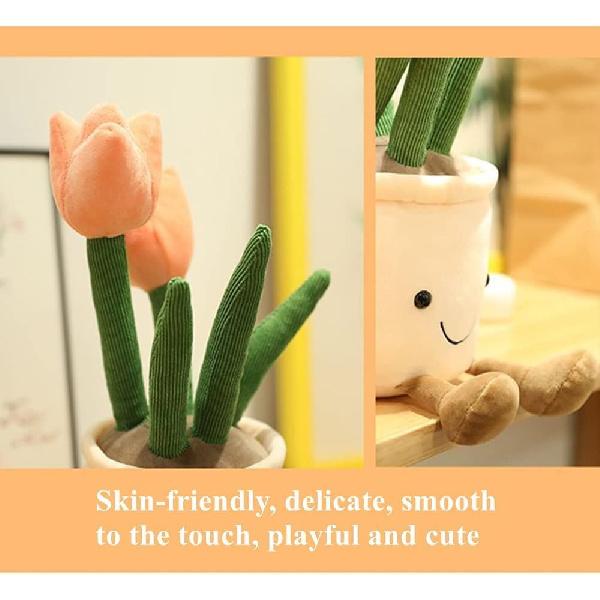 Pink Tulip Plush Toy - 13.7" Cute Flower Pillow & Stuffed Animal, Plant Plushies for Nature Room Decor