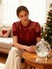 Women's Elegant Velvet Lace Round Neck Bell Sleeve Top