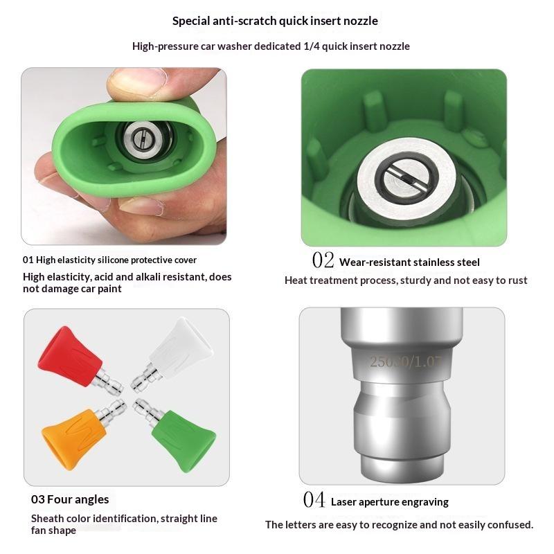 High Pressure Car Washer Nozzle Tips Quick Connect Stainless Steel Sector Sprayer for Auto Detailing Yard Cleaning Use
