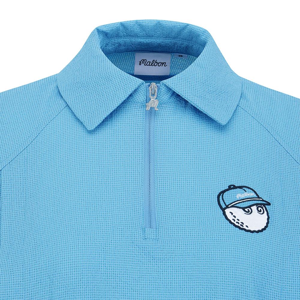 MALBON GOLF Summer Lightweight Collared Woven Piste Blue (Woman)