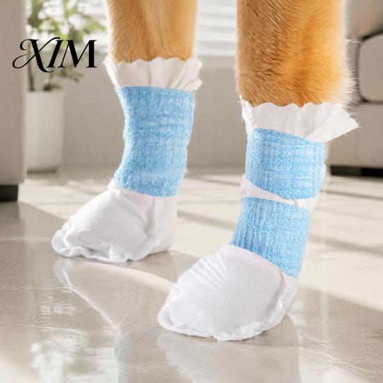 Disposable Foot Covers for Indoor Floor Protection Dog Boots, Waterproof Pet Paw Covers, Non-woven Fabric Footwear Muddy Roads Protectors Small