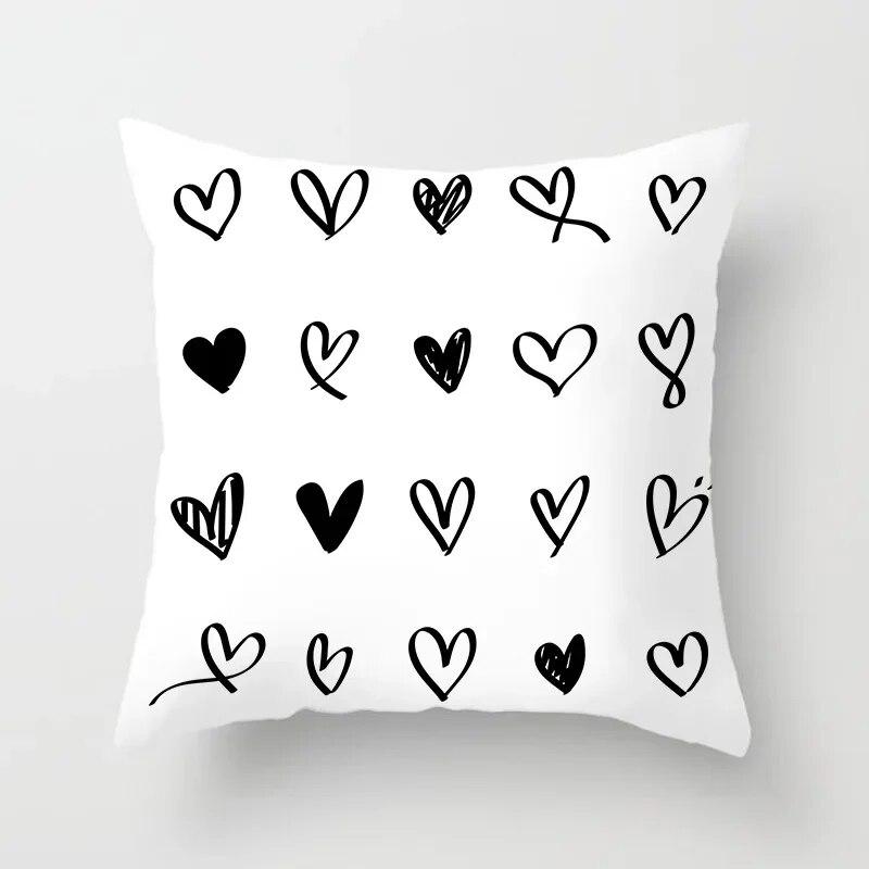 45x45cm Simple Fashion Black and White Geometric Stripe Printed Pillowcase Polyester Sofa Seat Cushion Cover Modern Home Decor