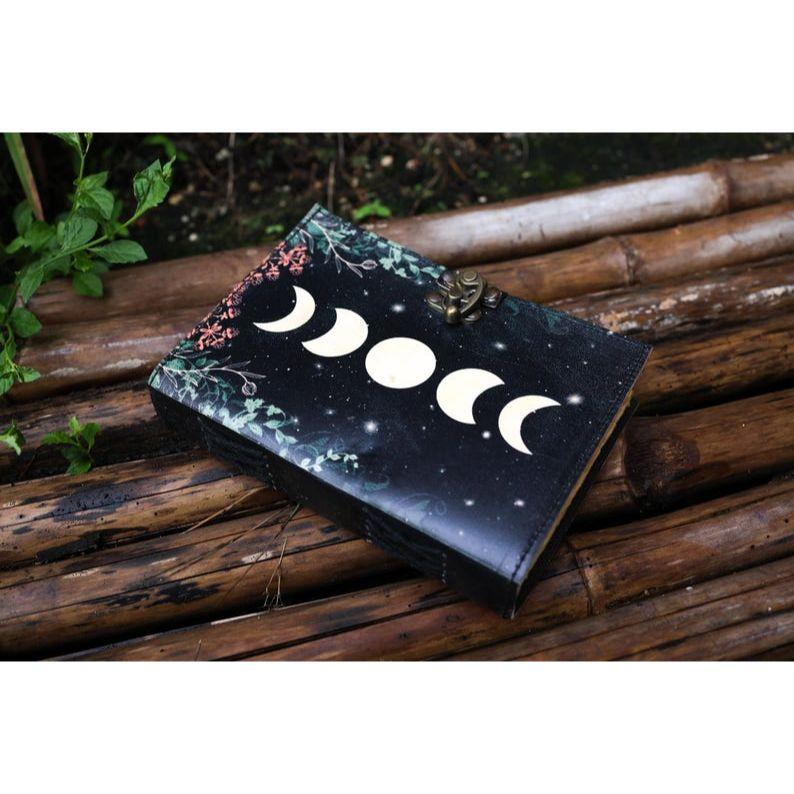 Sun and Moon Handmade Deckle Paper Journal for Men and Women7/5 Grimoire Spell Notebook for Traveling Sketchbook Book