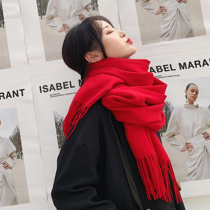 VISROVER New 20 Colors Woman Winter Scarf Fashion Female Shawls Cashmere Handfeeling Winter Wraps Solid Color Winter Hijab Gift