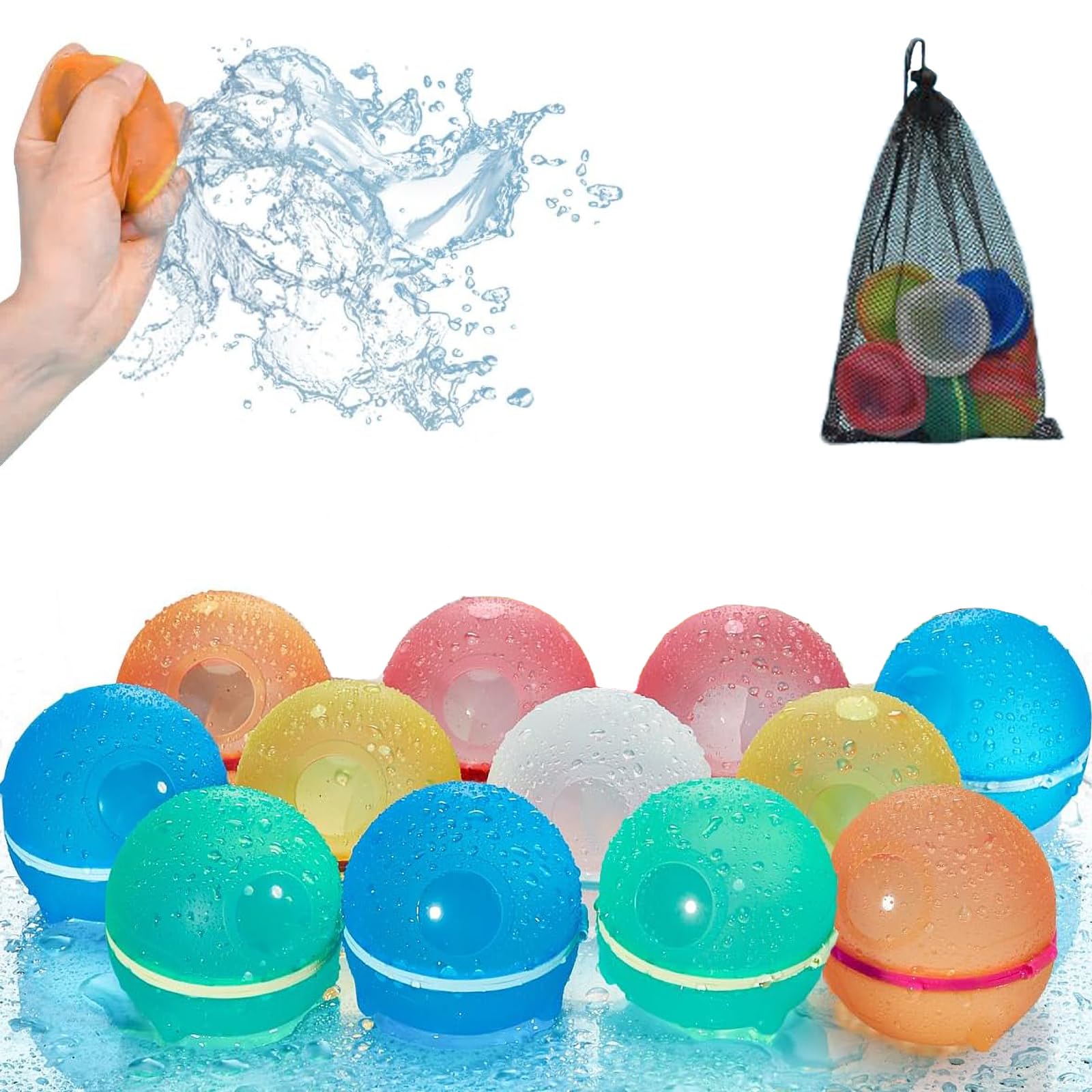 

Bornoon Водяные шары Брызгающий мяч Магнит Небьющийся Водяной шар Силиконовый Летний фестиваль Битва водяными шарами Водные игры Летний день Многоразовый