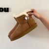 Women Winter Platform Snow Boots Warm Faux Suede Ankle Boots Thick Furry Lining Non‑Slip Short Booties For Cold Weather