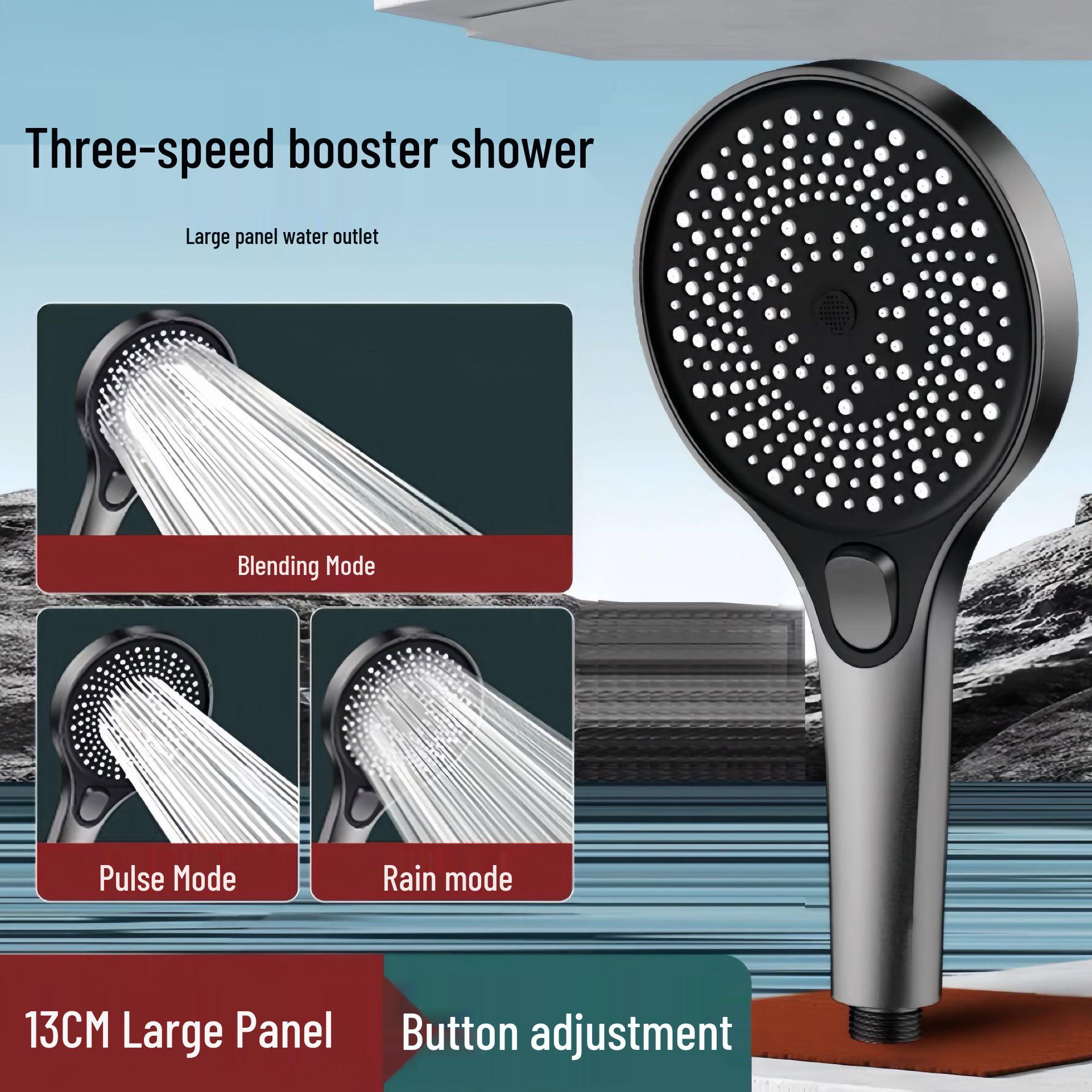 

Three-Speed Handheld Pressurized Rain Shower Head Set