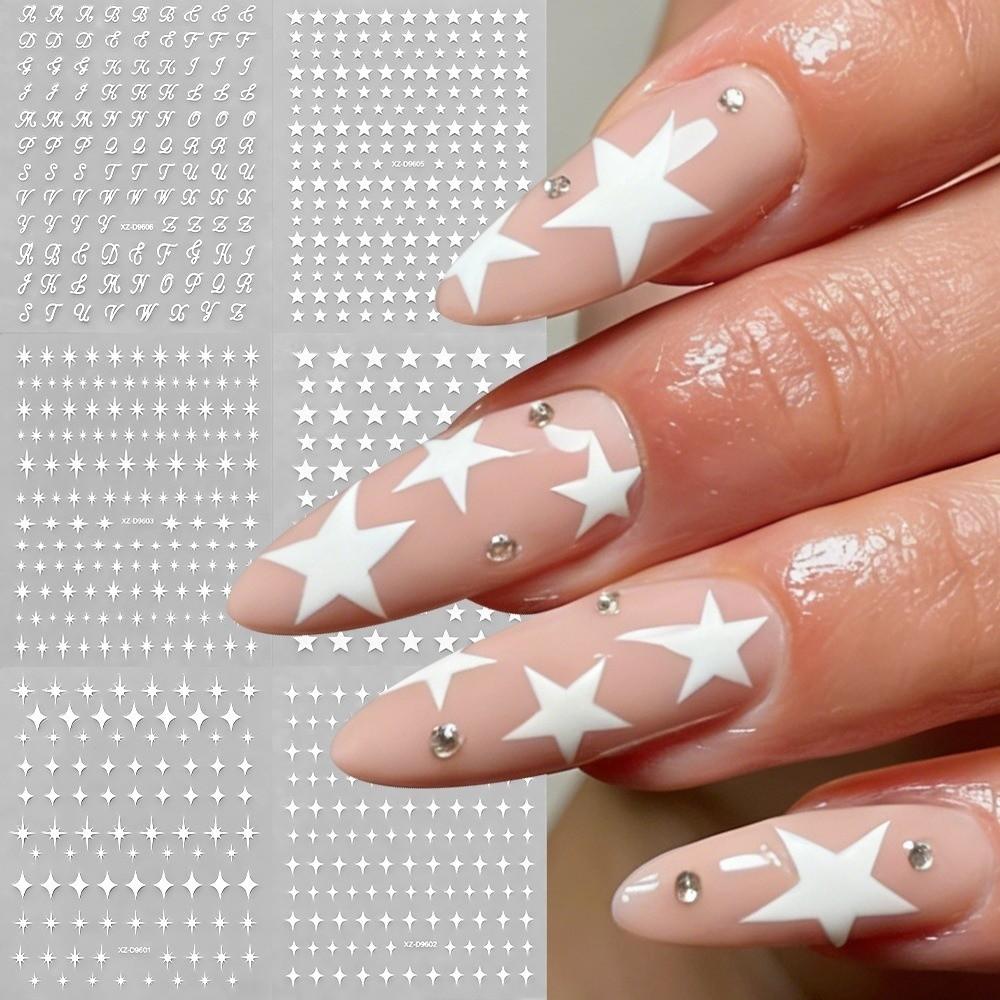 6Pcs Y2K Laser Star Nail Stickers Gold Silver Color Nail Art Stickers  Nail Supplies