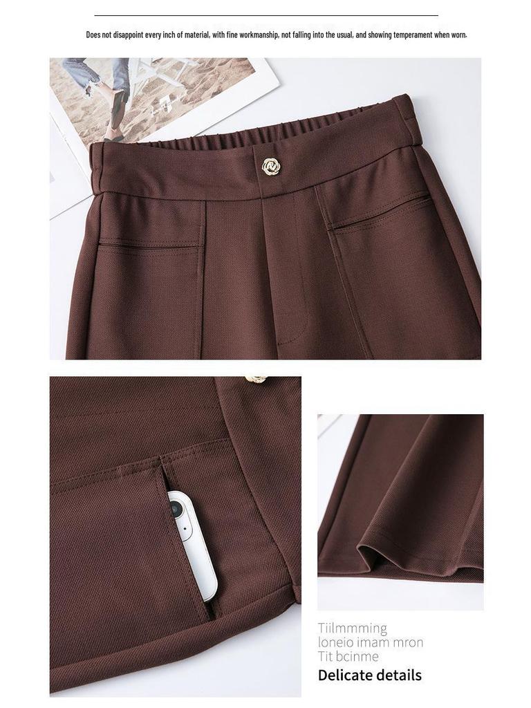 Drapey High-Waisted Wide-Leg Suit Pants for Women: Plus Size, Slimming, Perfect for Spring/Autumn, Ideal for Middle-Aged Mothers