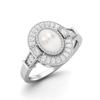 1.48 Ctw Oval Shape Pearl 925 Sterling Silver Solitaire Halo Women Bridal Ring