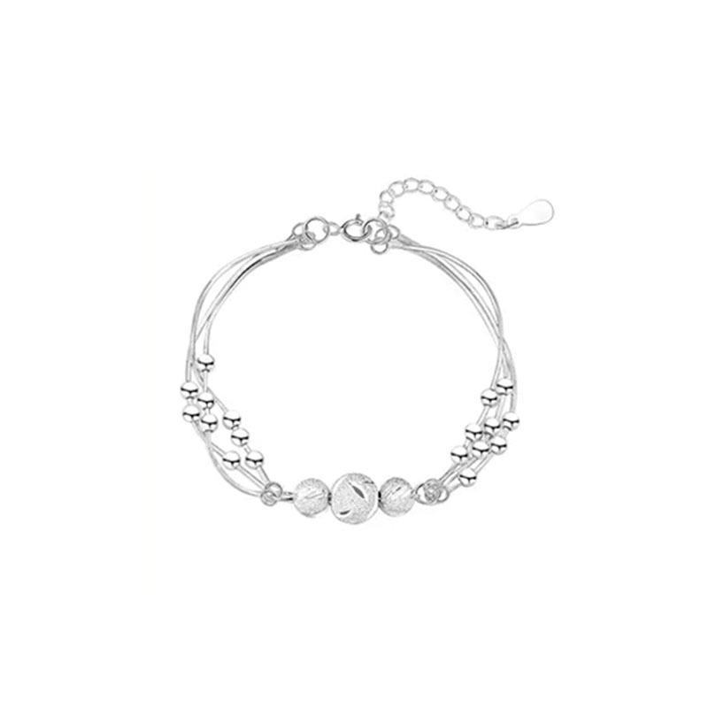 

Three Lives Three Worlds Sterling Silver Bracelet for Women - Elegant Multi-Layer Beaded S925 Design 925 Silver