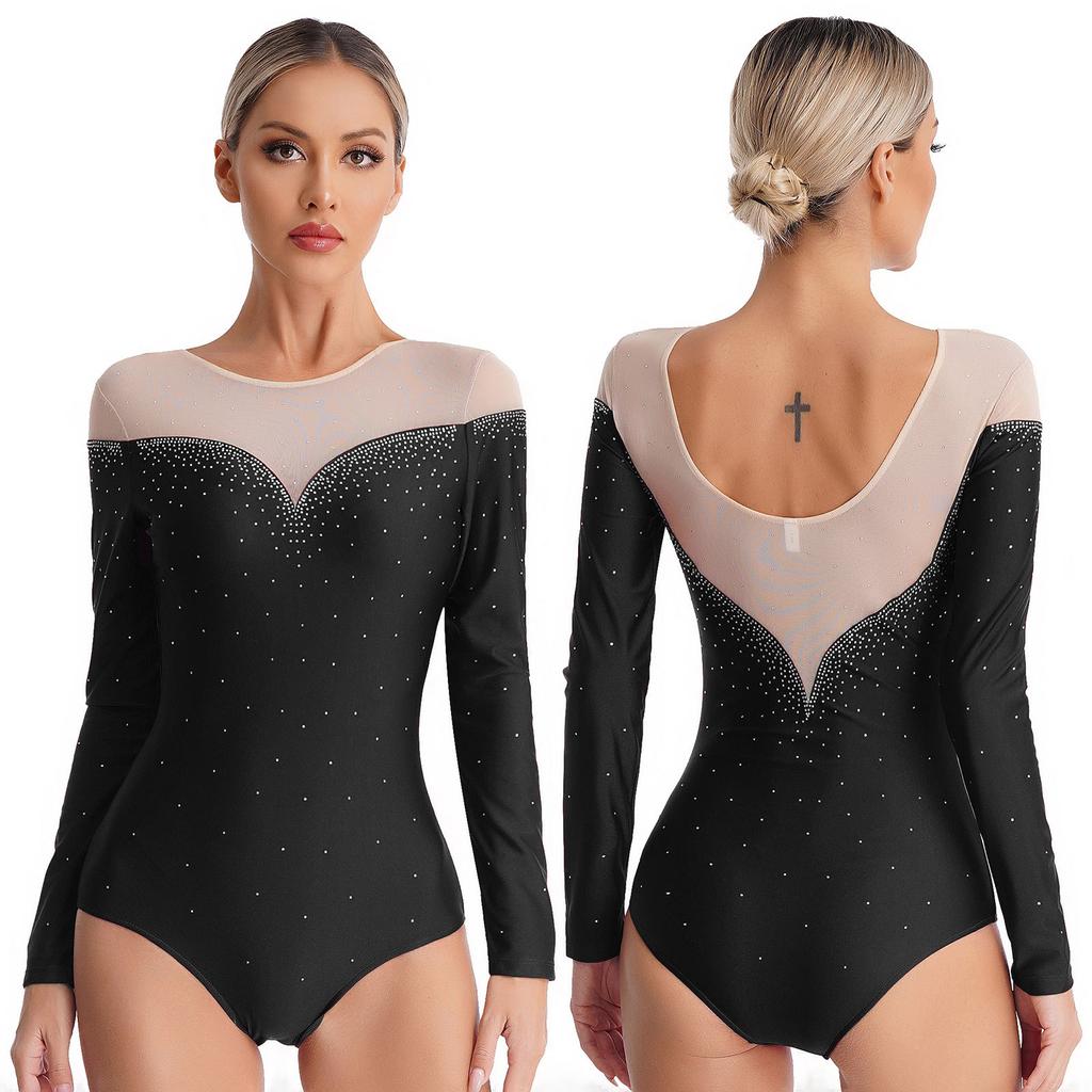 Women Jazz Dance Costume Rhythmic Gymnastics Stage Wear Athletic Activewear Leotard Athletic Figure Skating Bodysuit Dancewear