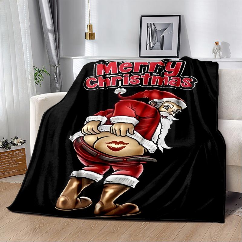 Cartoon Santa Claus Merry Christmas Tree Kid Gift  Soft Plush Blanket,Flannel Blanket Throw Blanket for Living Room Bedroom Sofa