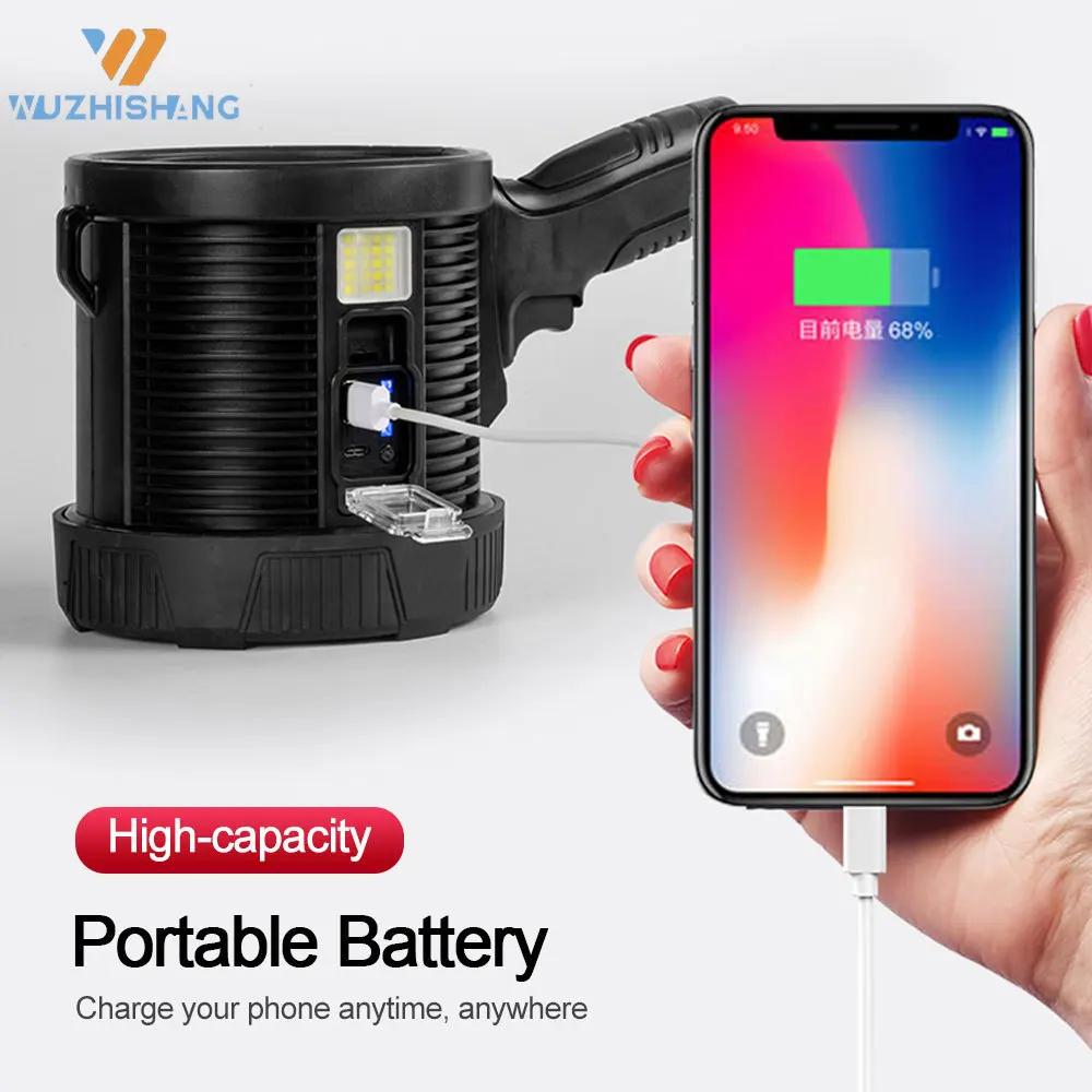 P50 Portable Handheld Led Flashlight Searchlight Spotlights With COB Light Solar Panel Type-C Charging Torch for Hunt,Outdoors