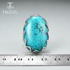 New Natural Blue Turquoise Oval 20*30mm Big Gemstone Ring 925 Sterling Silver Woman Fine Jewelry Anniversary Gift