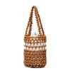 Borse Secchiello Casual Color Spiaggia con Perline Borse a Mano Estive Fatte a Mano con Perline di Legno Borse Tote Traforate per Donne Pochette da Signora