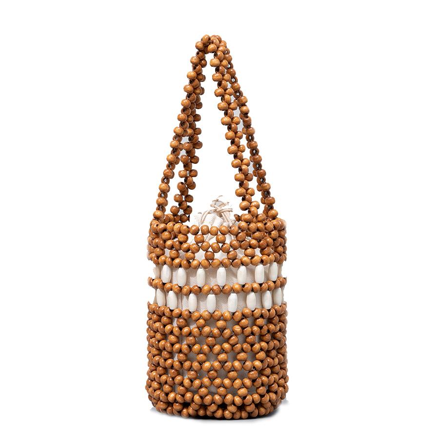Borse Secchiello Casual Color Spiaggia con Perline Borse a Mano Estive Fatte a Mano con Perline di Legno Borse Tote Traforate per Donne Pochette da Signora