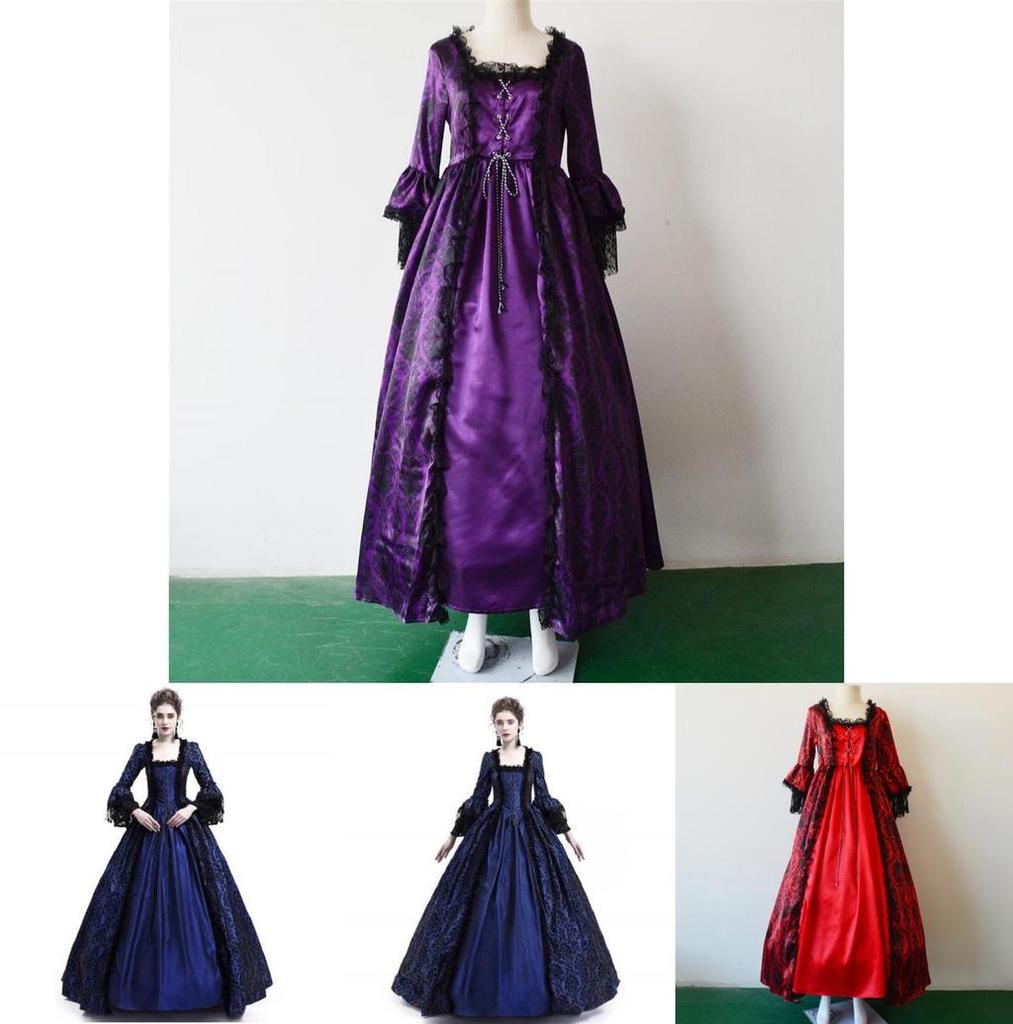 Luxurious Womens Medieval Marie Antoinette Dress With Long Sleeves Victorian Style