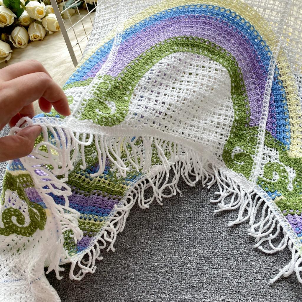 DIMANAF 2024 New Women Bat Vest T-Shirt Knitted Basic Fashion Tops Colorful Lace Tees Casual Loose Green Tees