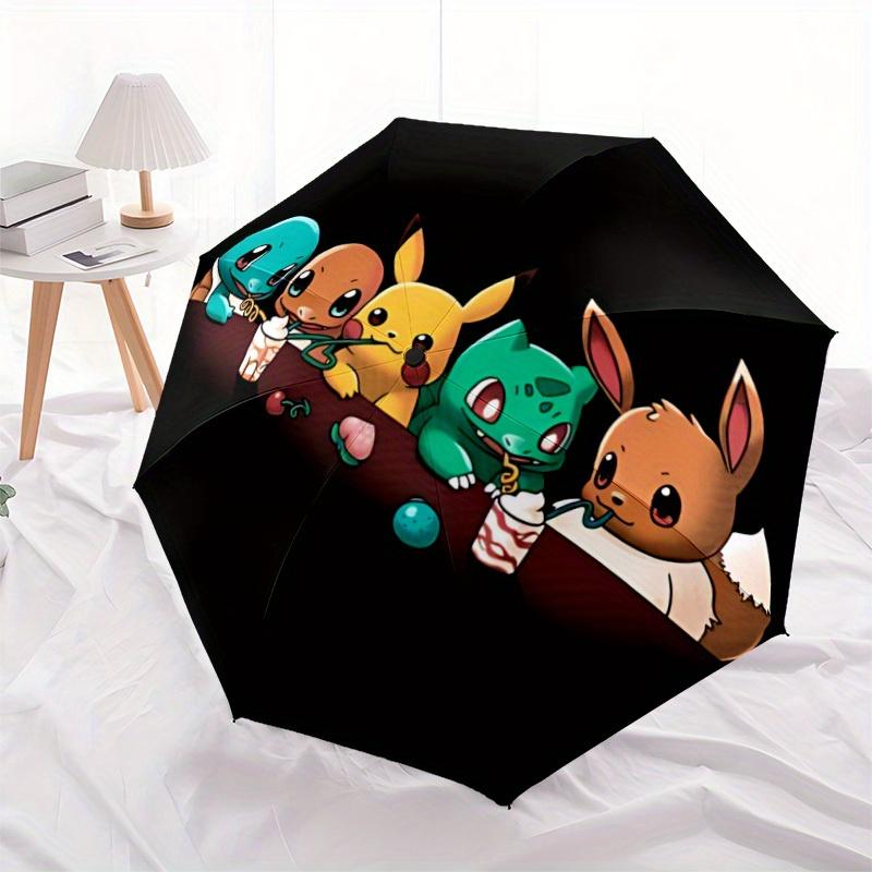 1 Stück Pokémon Freunde Automatischer Auf-/Zu Klappbarer Tragbarer Regenschirm mit 8-Rippen-Struktur für Damen/Herren, Ganzjahresgebrauch  a0901052