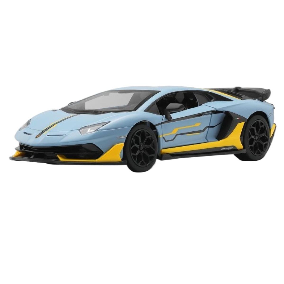 

1/24 Lamborghini Aventador SVJ 63 Alloy Racing Car Model Diecast Metal Toy Sports Car Model Sound and Light Simulation Kids Gift синій
