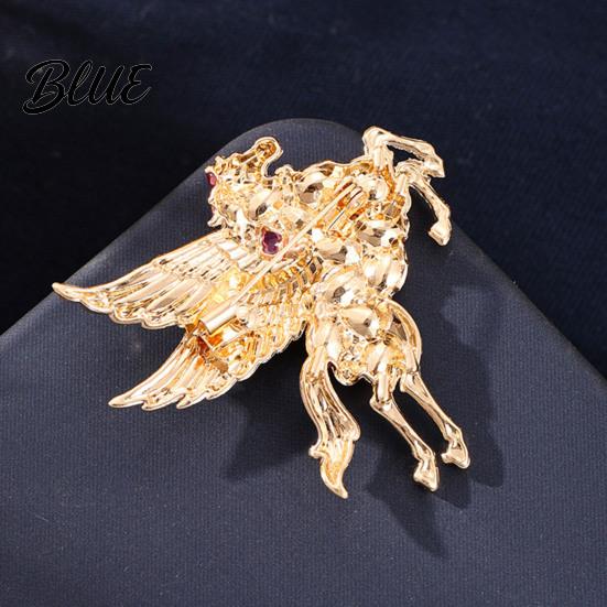 Rhinestone Horse Jewelry Brooch Colorful Shiny Enamel Wings Galloping Fantasy