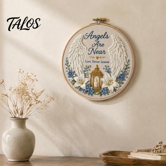 Custom Embroidery Hobby Memorial Kit for Beginners, Pre-Stamped Pattern Starter Needlepoint with Hoop, Threads, Needles Home Decor Gift Set