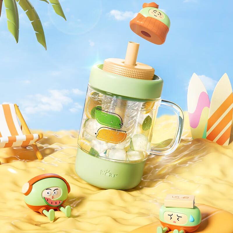 

Little Bear High-Temperature Resistant Straw Bottle with Handle