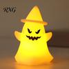 Decorative Festive Light Halloween Witch Hat Ghost Light, Spooky LED Lamp, Yellow Glow Cartoon Night for Holiday Party Decor