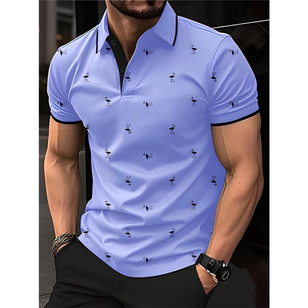 New Men's Collared Polo Shirt with Print – a Stylish, Distinctive Printed Streetwear Top