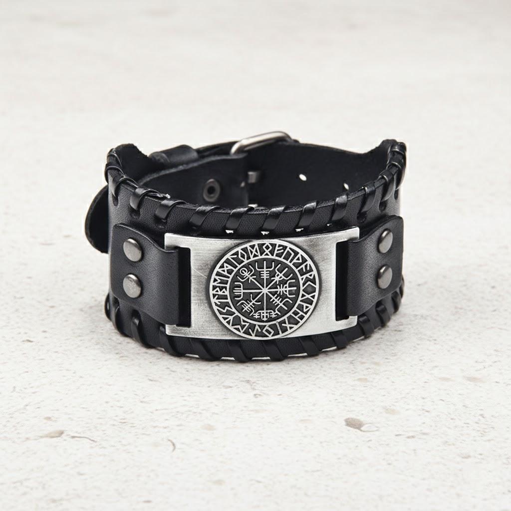 Vintage Viking Totem Compass Letter Logo Bracelet Fashion Stainless Steel Jewelry Accessories for Men Women серебряный