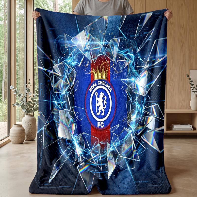 Chelsea FC Theme Blanket Soft Flannel Blanket Plush Throw Blanket Cozy Sofa Bed Blanket for Home Decor