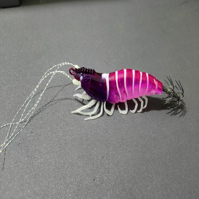 1PCS Glow Horizontal Egi Set 8cm Realistic Shrimp Fishing Lure Luminous Squid Catching Bait for Sea Anglers
