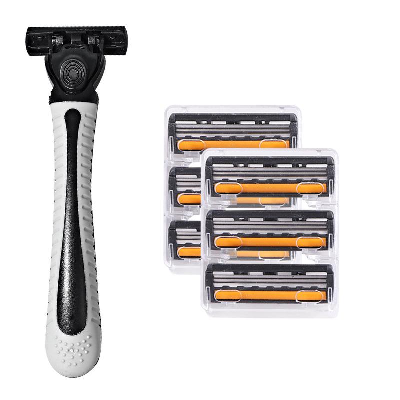 Three-Layer Double-Sided Razor with Stainless Steel Blade 1 handle + 7 blades чёрный