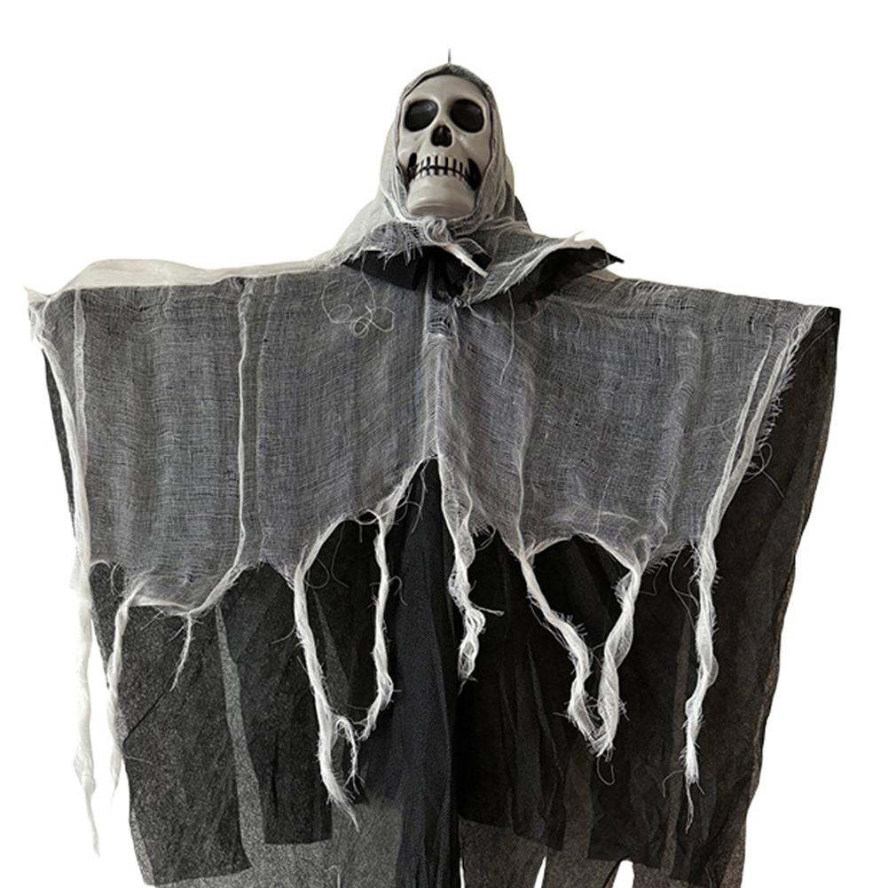 Hanging Skull Horror Ghost with LED Lights Patio Porch Skull Prop for Haunted House Halloween Party Decoration