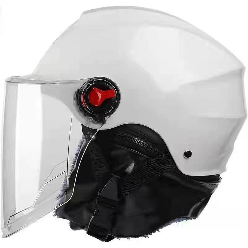Electric Battery Car Helmet for Men and Women In Summer, All Seasons, Universal Anti-fog, Warm Autumn and Winter Half Helmet Cute Cold-proof Hat
