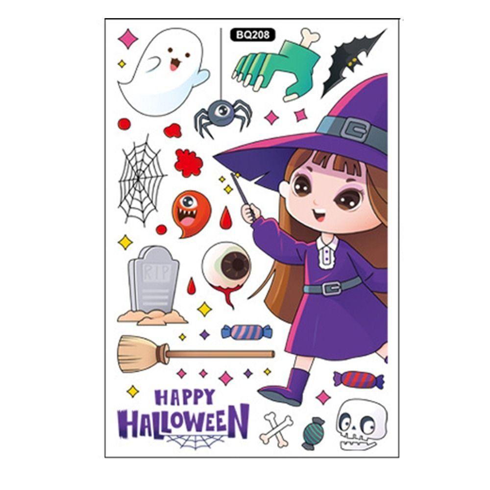 Cute Electrostatic Glass Wall Door Decals Witch Bat Pumpkin Skull Self-adhesive Stickers Kids Gift
