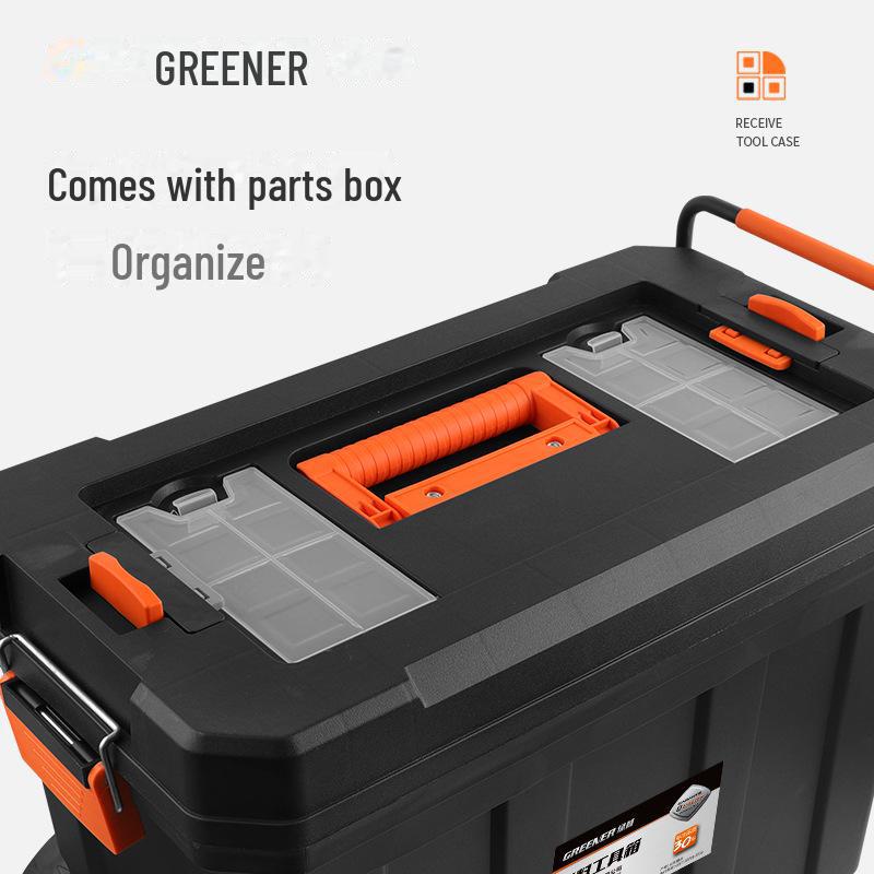 "Green Forest Portable Wheeled Tool Storage Box: Large, Multifunctional Household and Electrical Hardware Organizer"